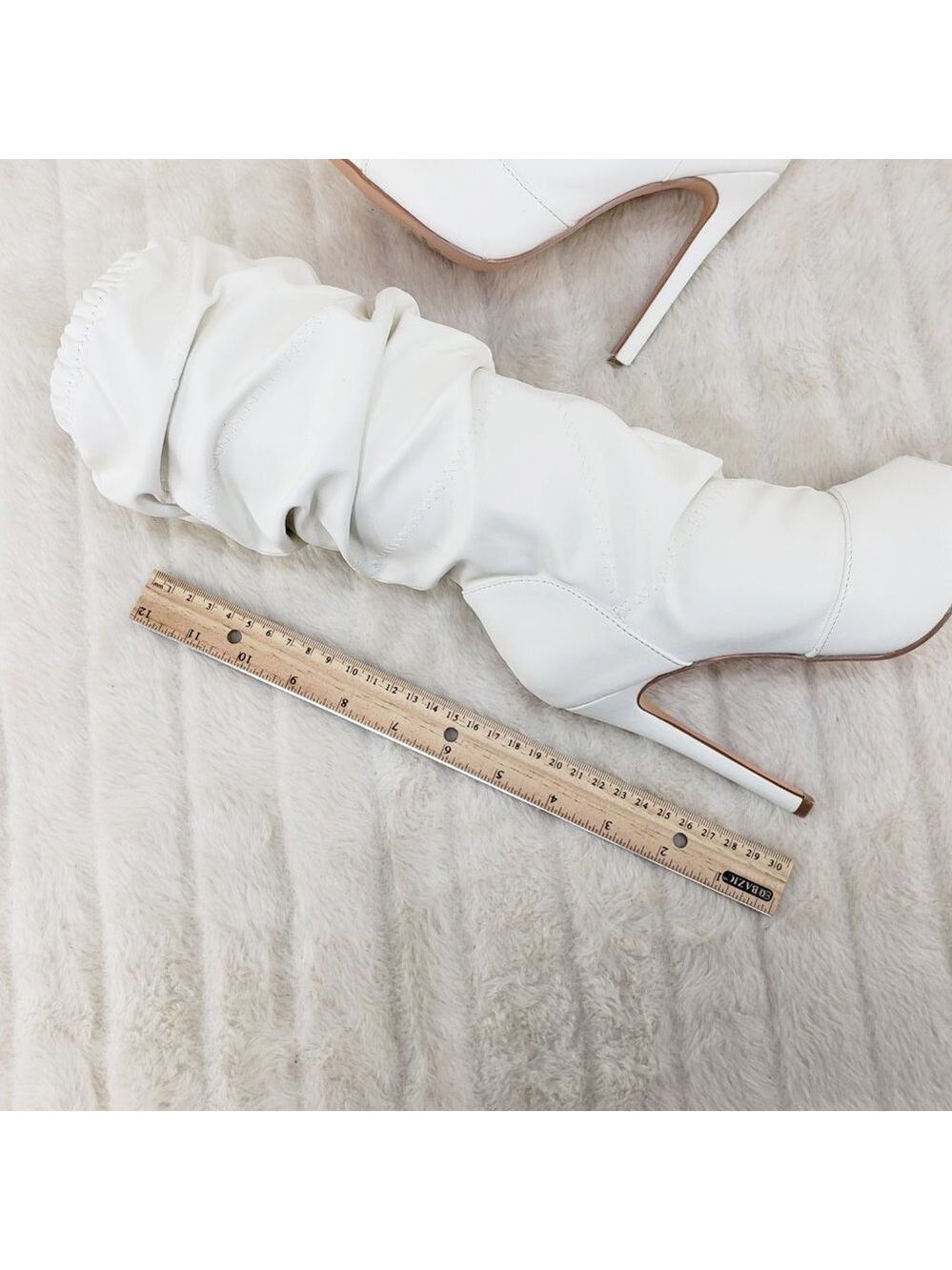 Bone White Square toe Scrunch Slouch Mid Calf Boots Vic Hottest Seller Size 11 - Picture 11 of 11